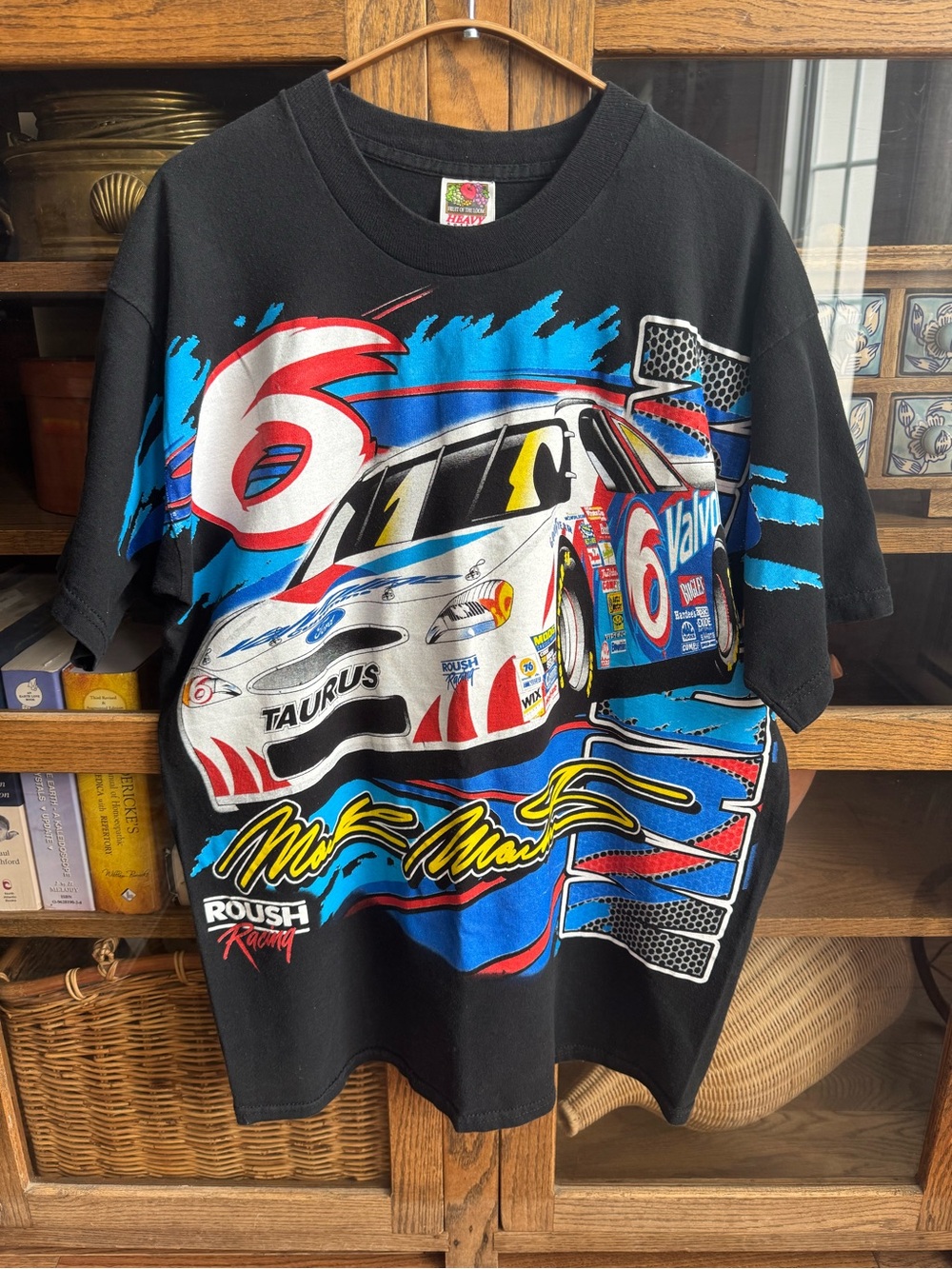 Vtg Mark Martin NASCAR Fruit Of The Loom Aop TShirt
